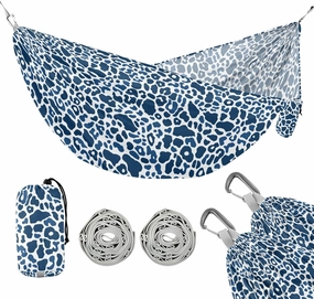 Camping Hammock Outdoor Hammocks for Outside Indigo Leopard Beach Trees Portable Lightweight with Pockets Tree Straps Indoor
