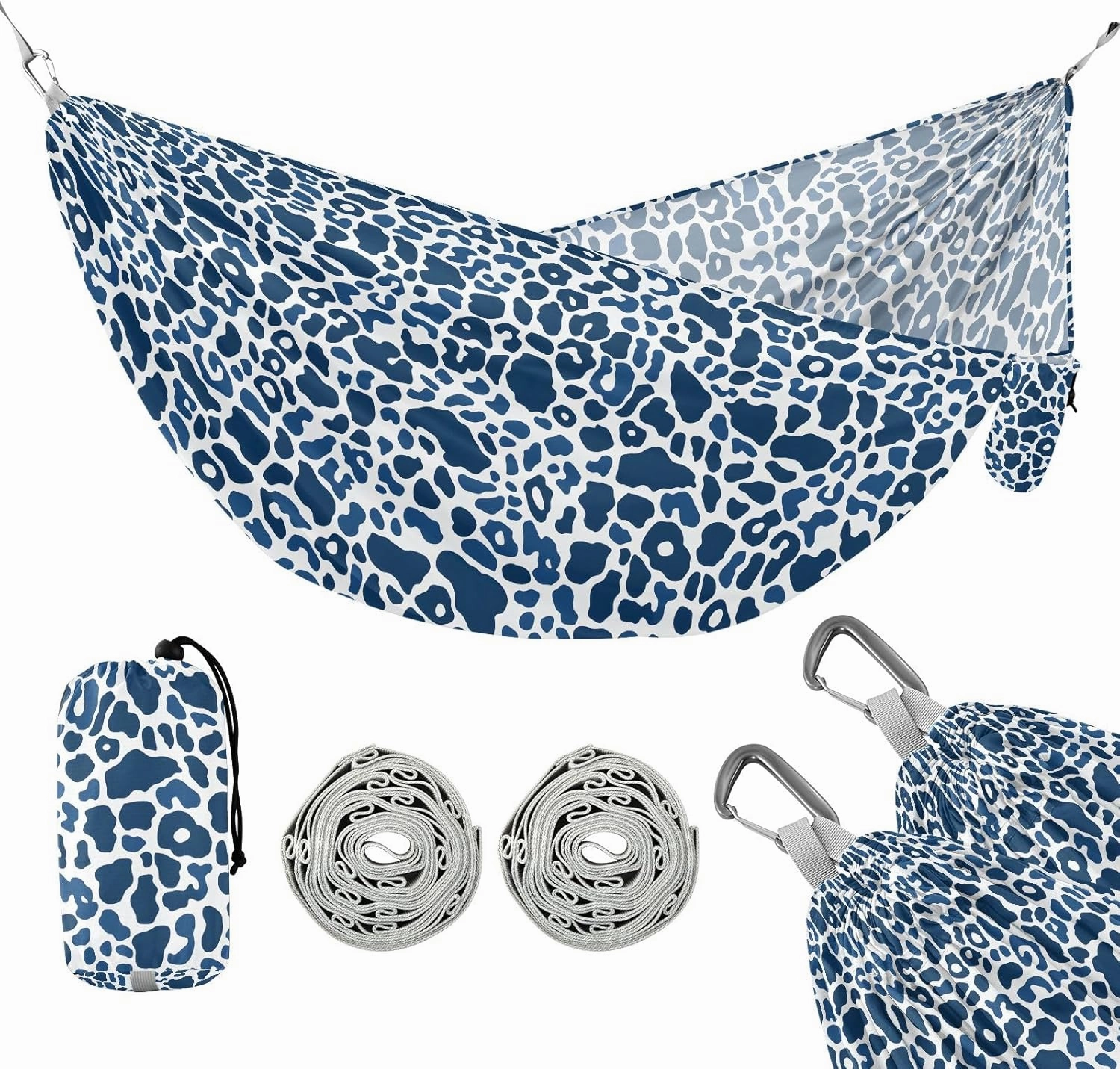 Camping Hammock Outdoor Hammocks for Outside Indigo Leopard Beach Trees Portable Lightweight with Pockets Tree Straps Indoor