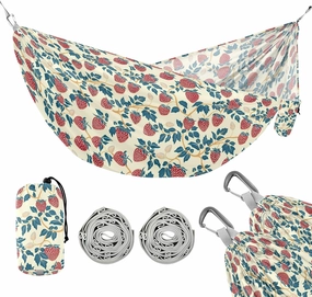Camping Hammock Outdoor Hammocks for Outside Strawberry Wild Beach Trees Portable Lightweight with Pockets Tree Straps Indoor