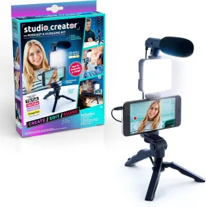 Canal Toys New Studio Creator Podcast & Vlogging Kit – Record Your own podcasts and Vlogs Like Your Favorite influencers! Fold-up Tripod, LED Light & Microphone. Ages 8 