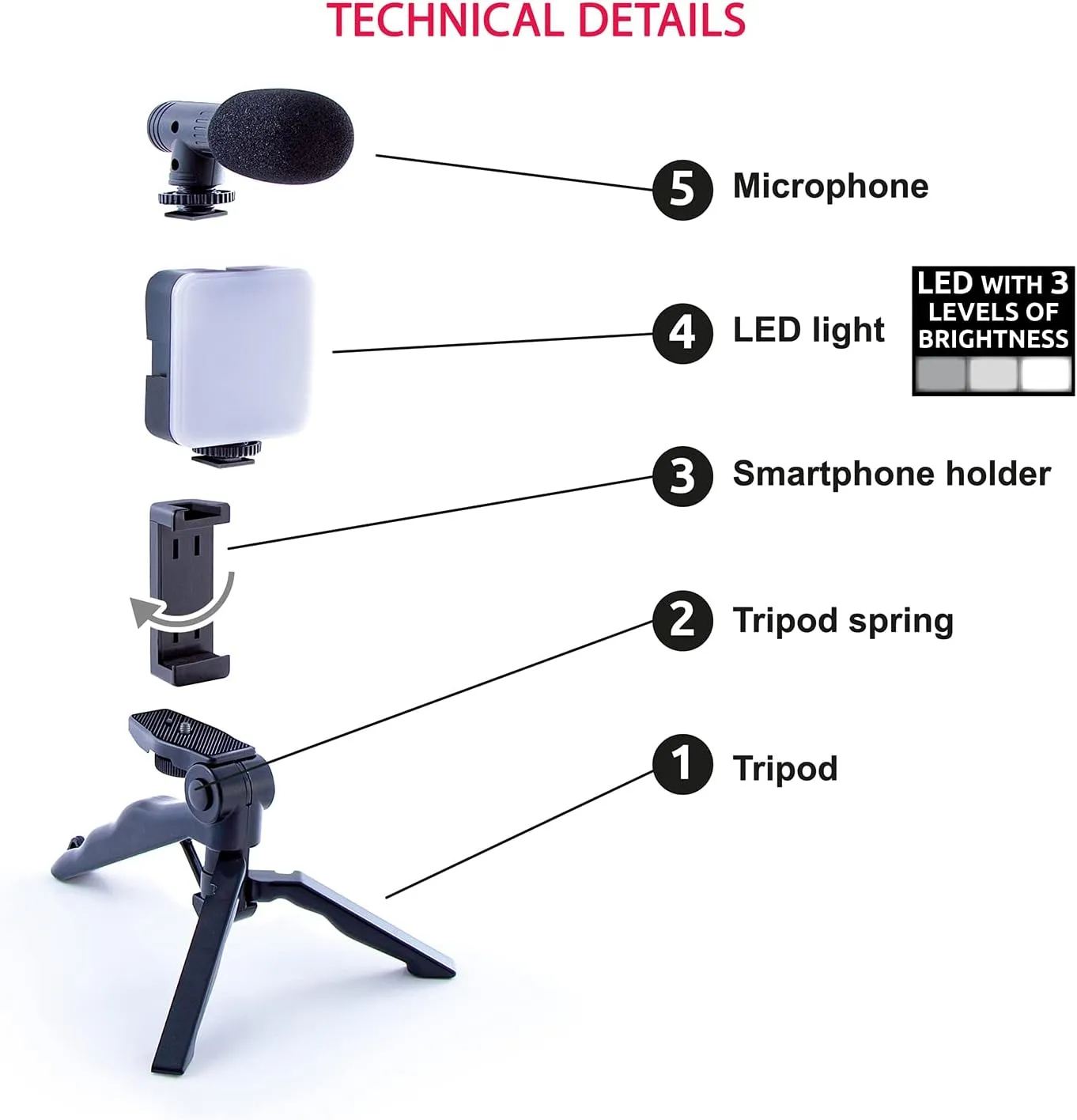 Canal Toys New Studio Creator Podcast & Vlogging Kit – Record Your own podcasts and Vlogs Like Your Favorite influencers! Fold-up Tripod, LED Light & Microphone. Ages 8 