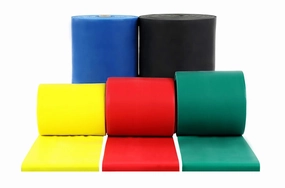 Cando-1361900 CanDo 10-5628 Latex Free Exercise Band, 50 yd Roll, 5-piece Set, Yellow through Black