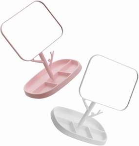 CANIGHT Square Makeup Mirror Rotating Base 2pcs Set Women's Vanity Mirror Compact Stylish Storage Realistic Reflection