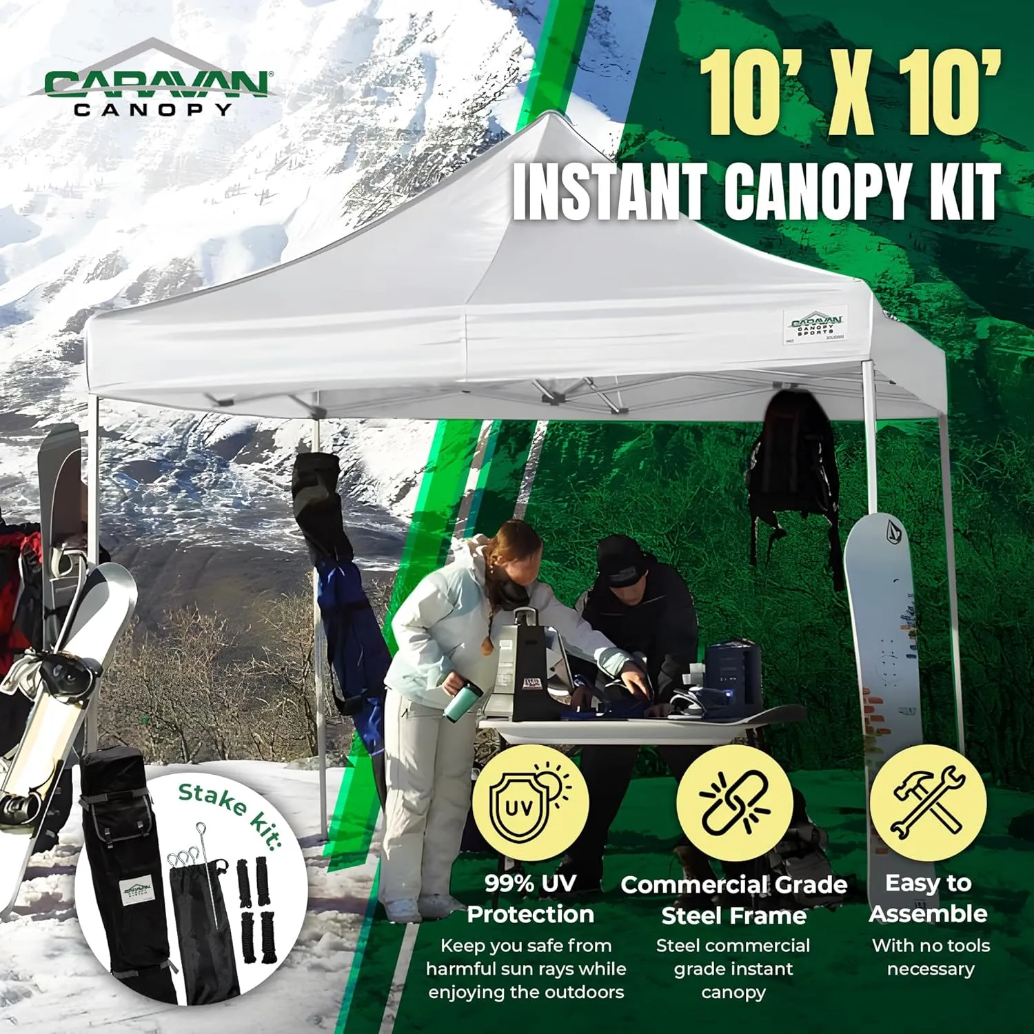 Canopy TitanShade Light-Duty Steel Commercial Instant Canopy Kit, White, 10' x 10'