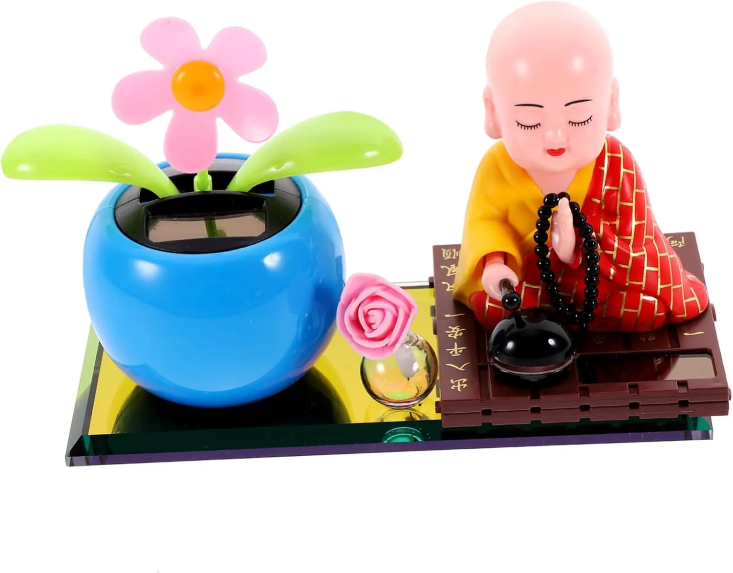 Car Dashboard Nodding Decoration Cute Monk Bobblehead Bonsai Ornament for Interior Car Decor Material Creative Design