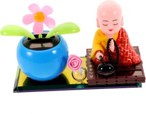 Car Dashboard Nodding Decoration Cute Monk Bobblehead Bonsai Ornament for Interior Car Decor Material Creative Design