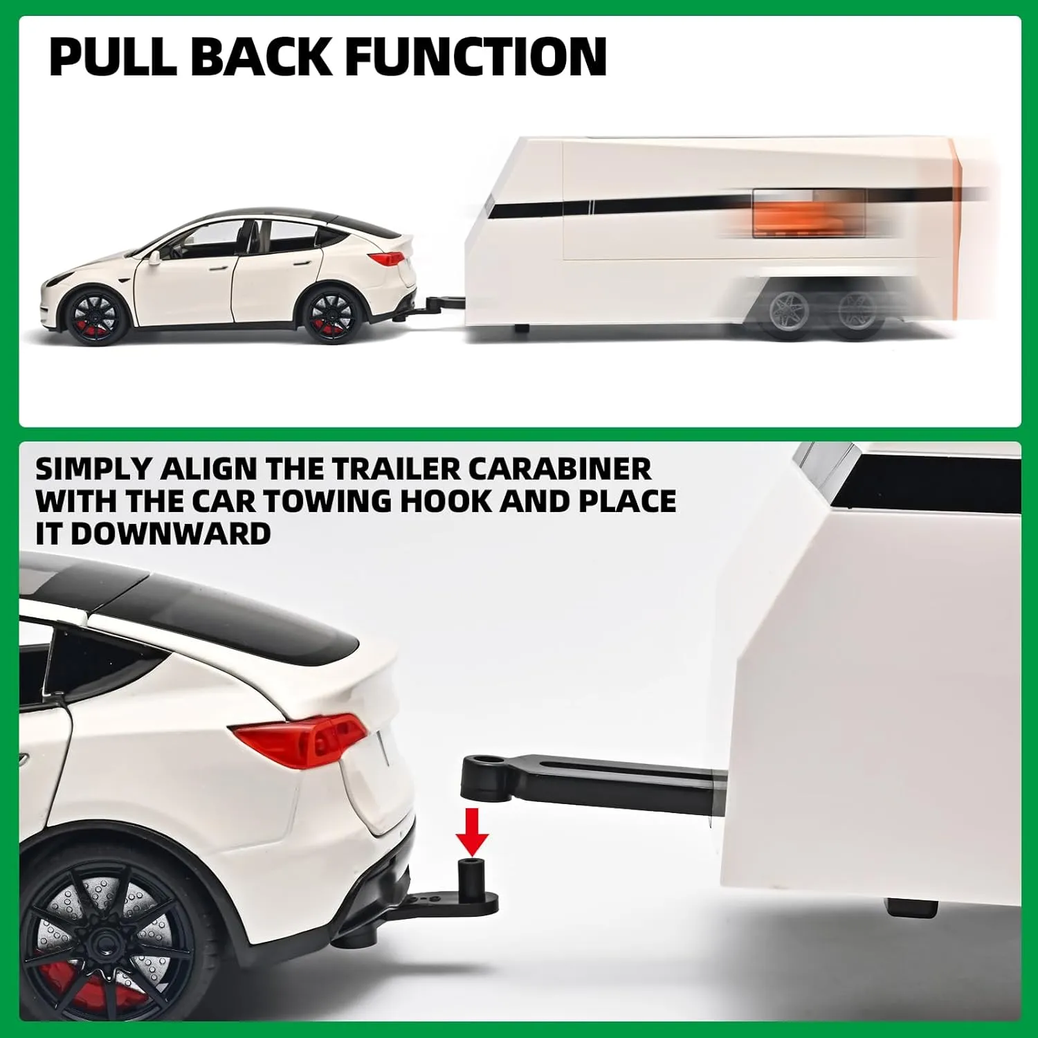 Car for Boys 1/24 Diecast Cars Y Toy Trailer,Die Cast Metal Y Toy Car,Metal Trailer Toys for Toddlers,Pull Back Cars with Light and Sound,Cars for Kids Ages 3-5（White）