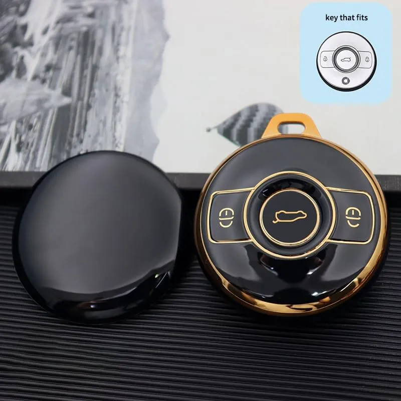Car Key Case for Smart # 1, Creative Key Case Cover, PU Leather Large-Capacity Car Key Protective Bag,1 Style One-B Lack