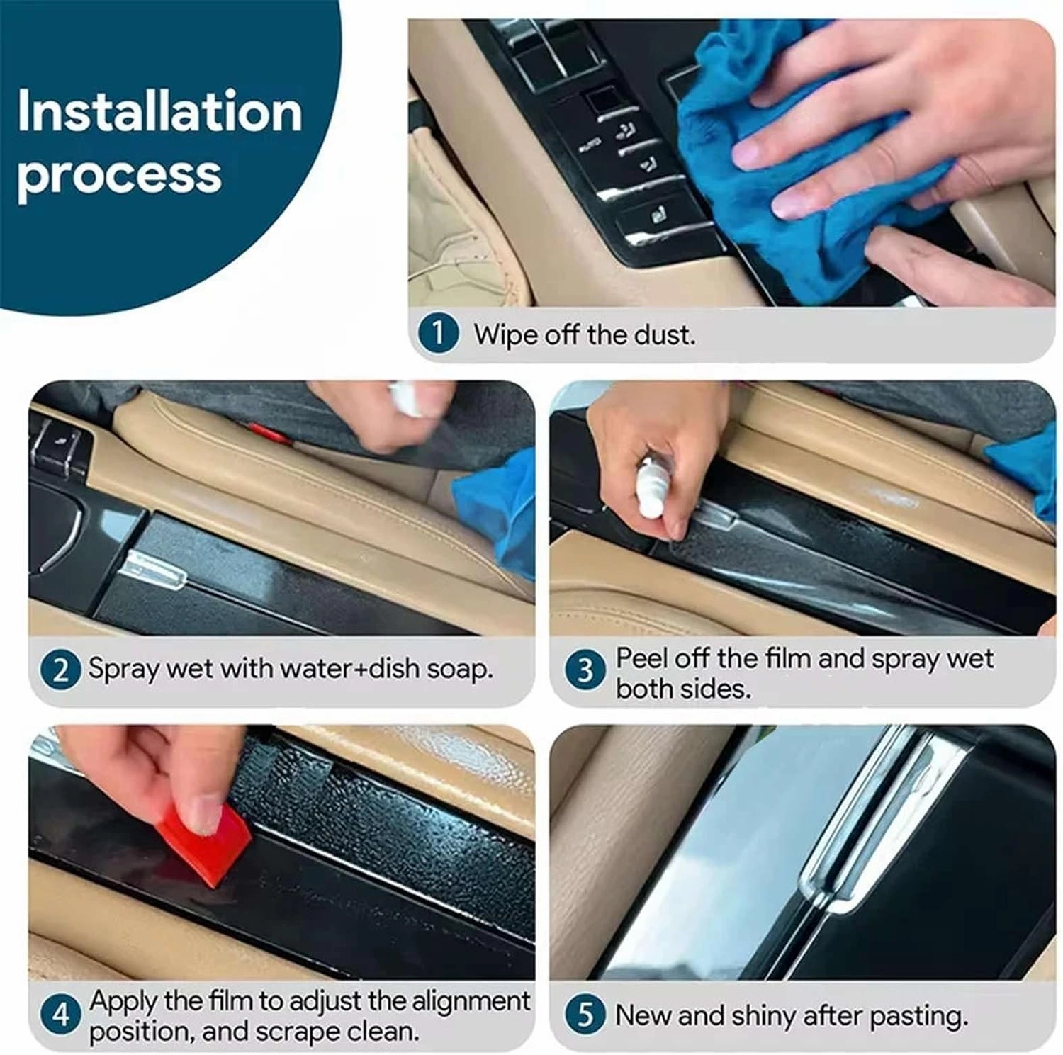 Car Interior Stickers Center Console Gear Navigation Screen Dashboard Door Panel,Fit for Audi Q7 Q8 2019-2022