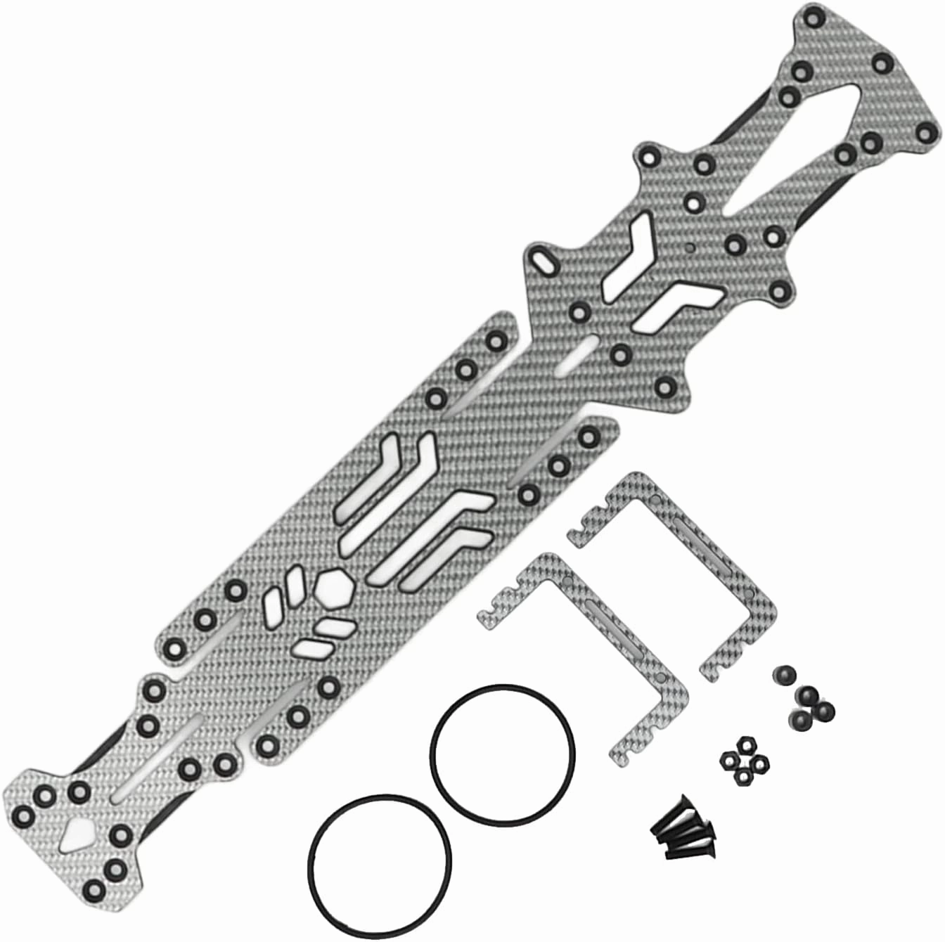Carbon Fiber Chassis for YOKOMO YD2 RX 1/10 RC Car, High Traction RC Chassis Plate, Battery Holder, Hollow Two Layer Design, Lightweight Flexible, Easy Installation, Improved Dri (Silver SSG)