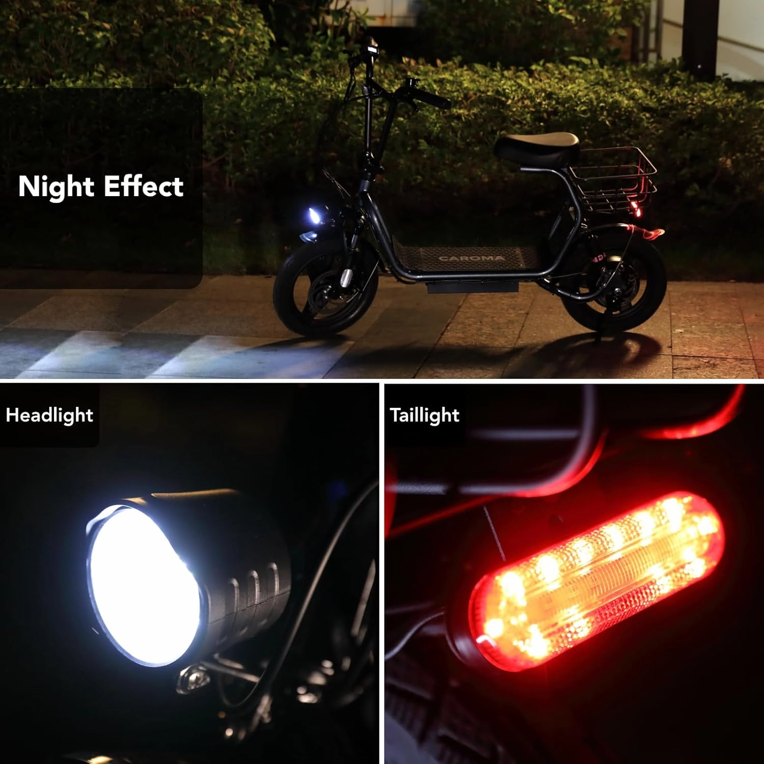 Caroma Peak 1200W Foldable Electric Scooter with Seat, 14" Fat Tire Adult Scooter, 500Wh Battery up to 30 Miles & 20MPH, Commuting with Basket & Shock Absorbing