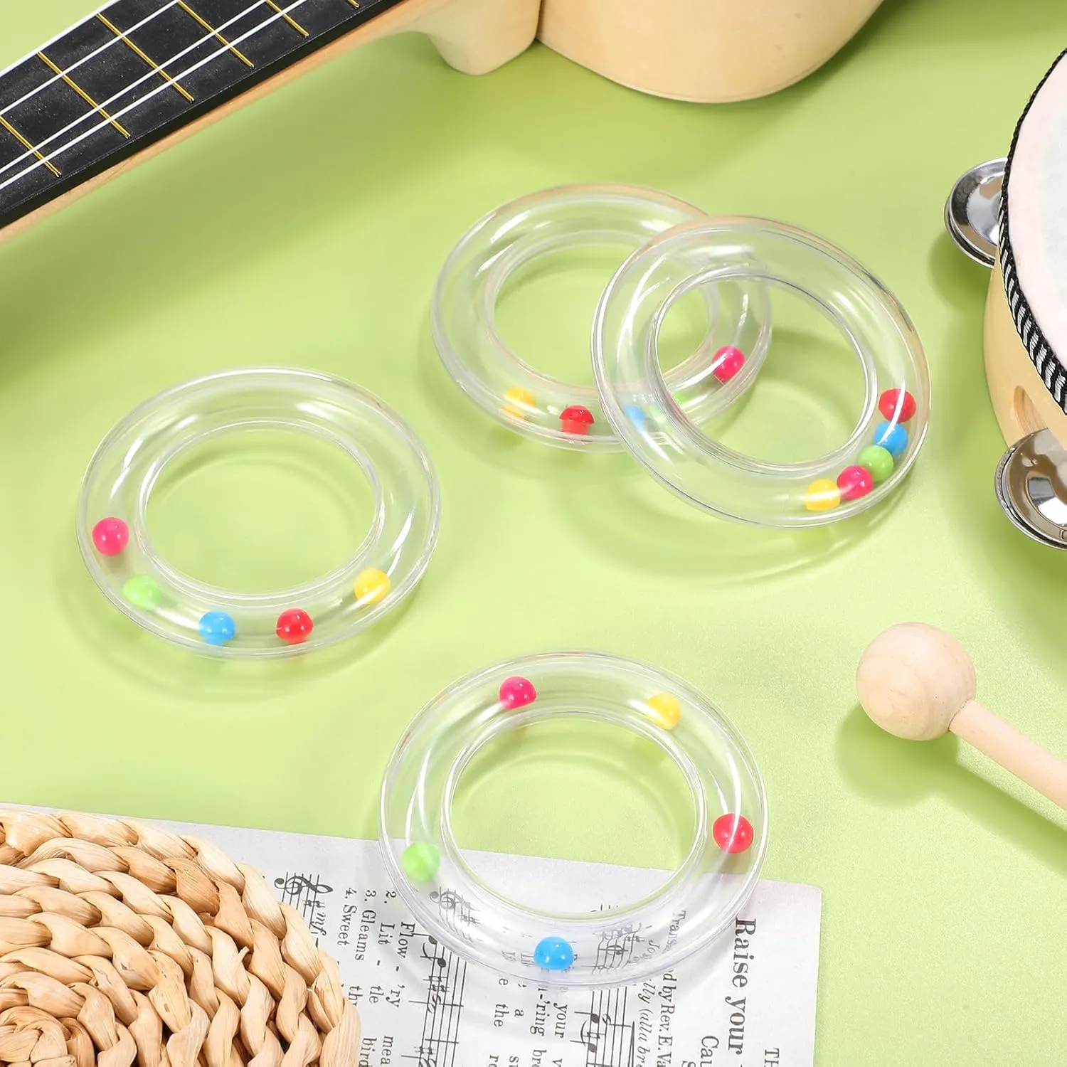 Cell Phone Accessories 24 Pcs Transparent Circle Rattle 's Accessories Gums Set Molar Grasping Transparent Rattles Transparent Rattles s Beads Bracelets