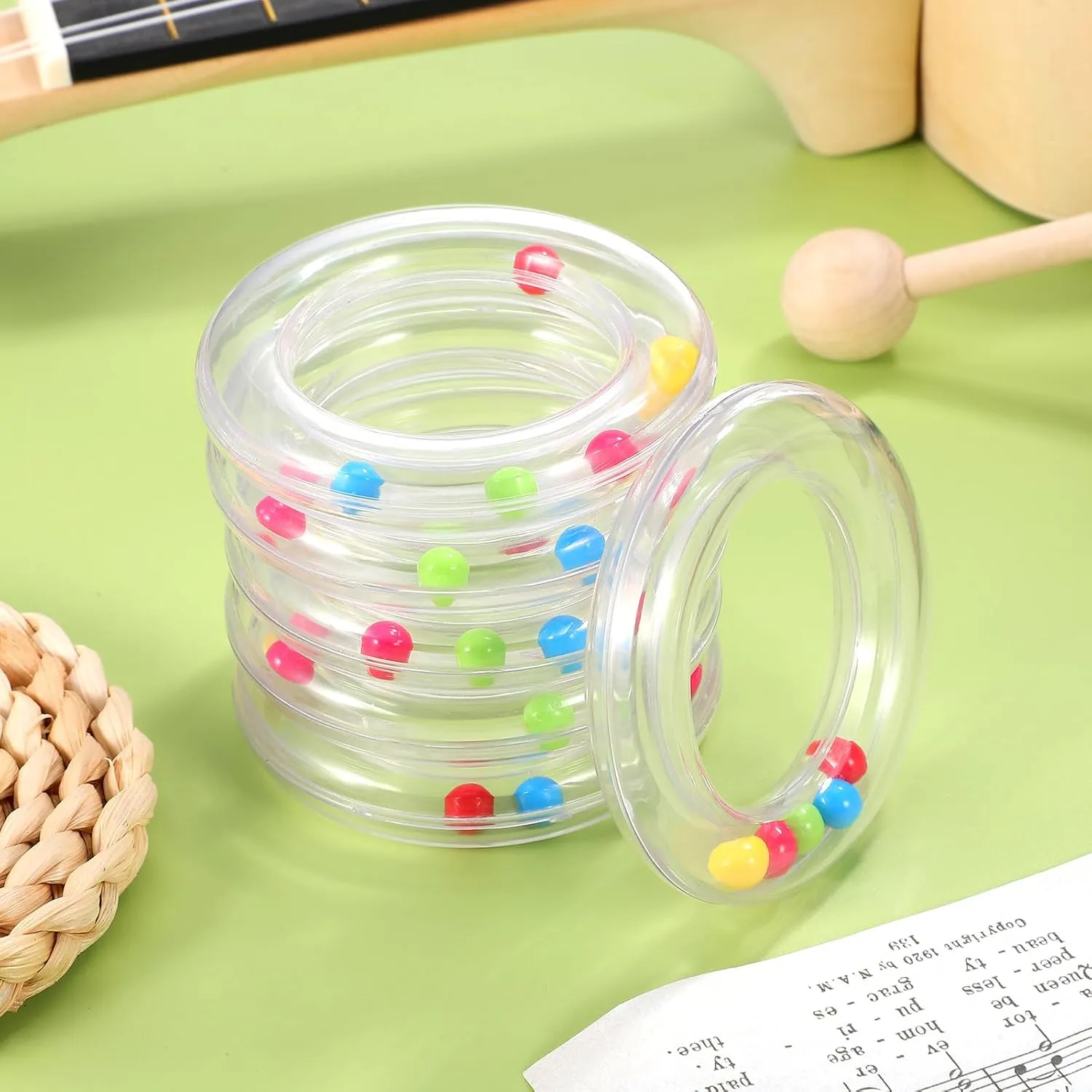 Cell Phone Accessories 24 Pcs Transparent Circle Rattle 's Accessories Gums Set Molar Grasping Transparent Rattles Transparent Rattles s Beads Bracelets