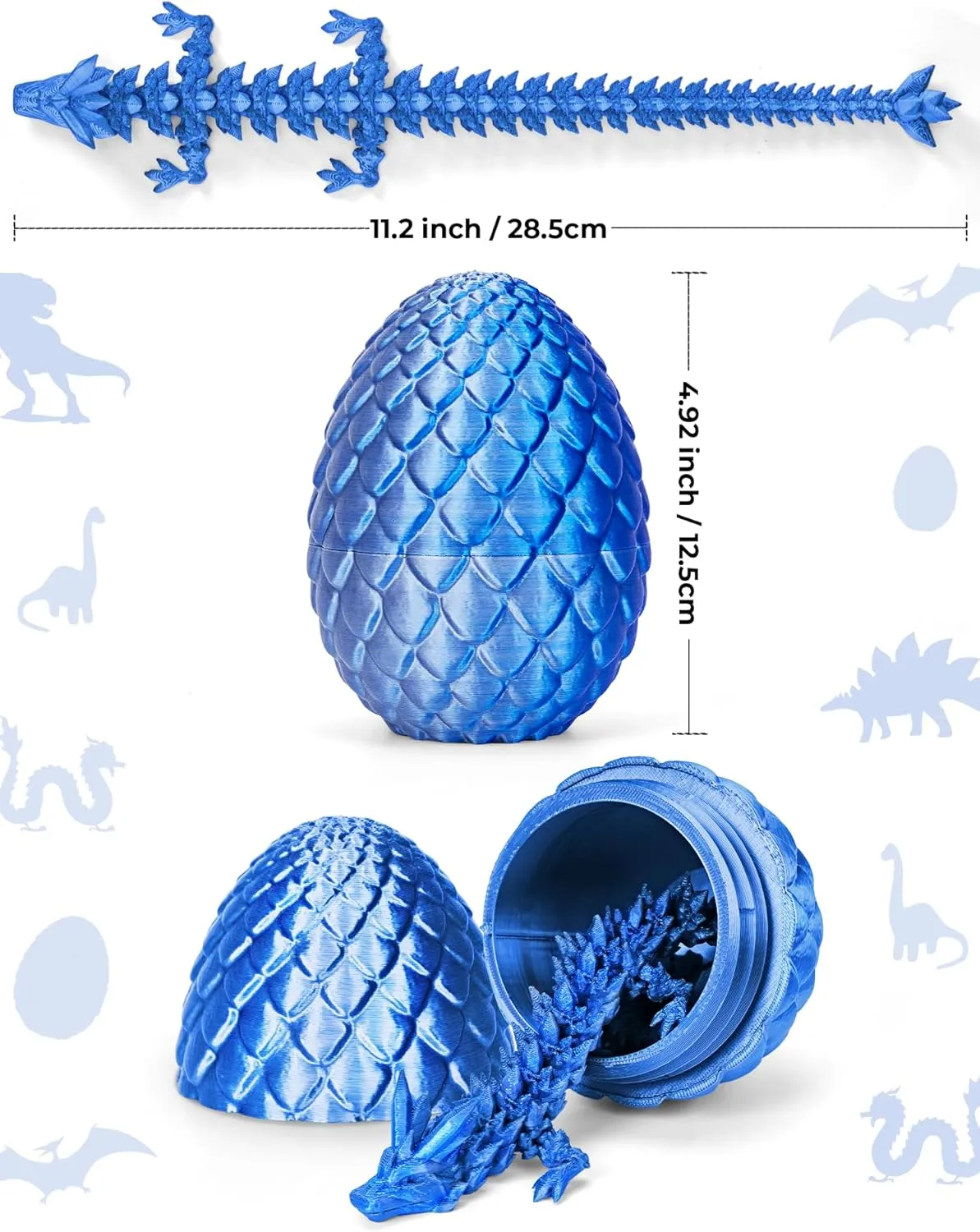 Cessfle 3D Printed Dragon Easter Egg, Dragon Eggs with Dragon Inside, Easter Basket Essentials Stuffers, Prefilled Easter Eggs with Toys, Crystal 3D Dragon Fidget Toys for Kids 5-7