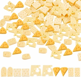 CHGCRAFT 100Pcs 5 Styles Miniature Kitchen Food Cheese Resin Simulation Cheesecake Models Gold Artificial Food DIY Decor Ornament for Dollhouse Kitchen Decoration DIY Accessory, 20x20x3mm