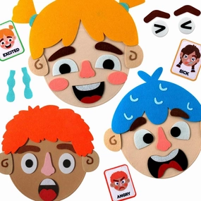 Children's Felt Expression Face DIY Activity Toy, Children's Social Emotional Learning Activity Expression Board Emotional Expression, Educational Puzzle Game Early Education