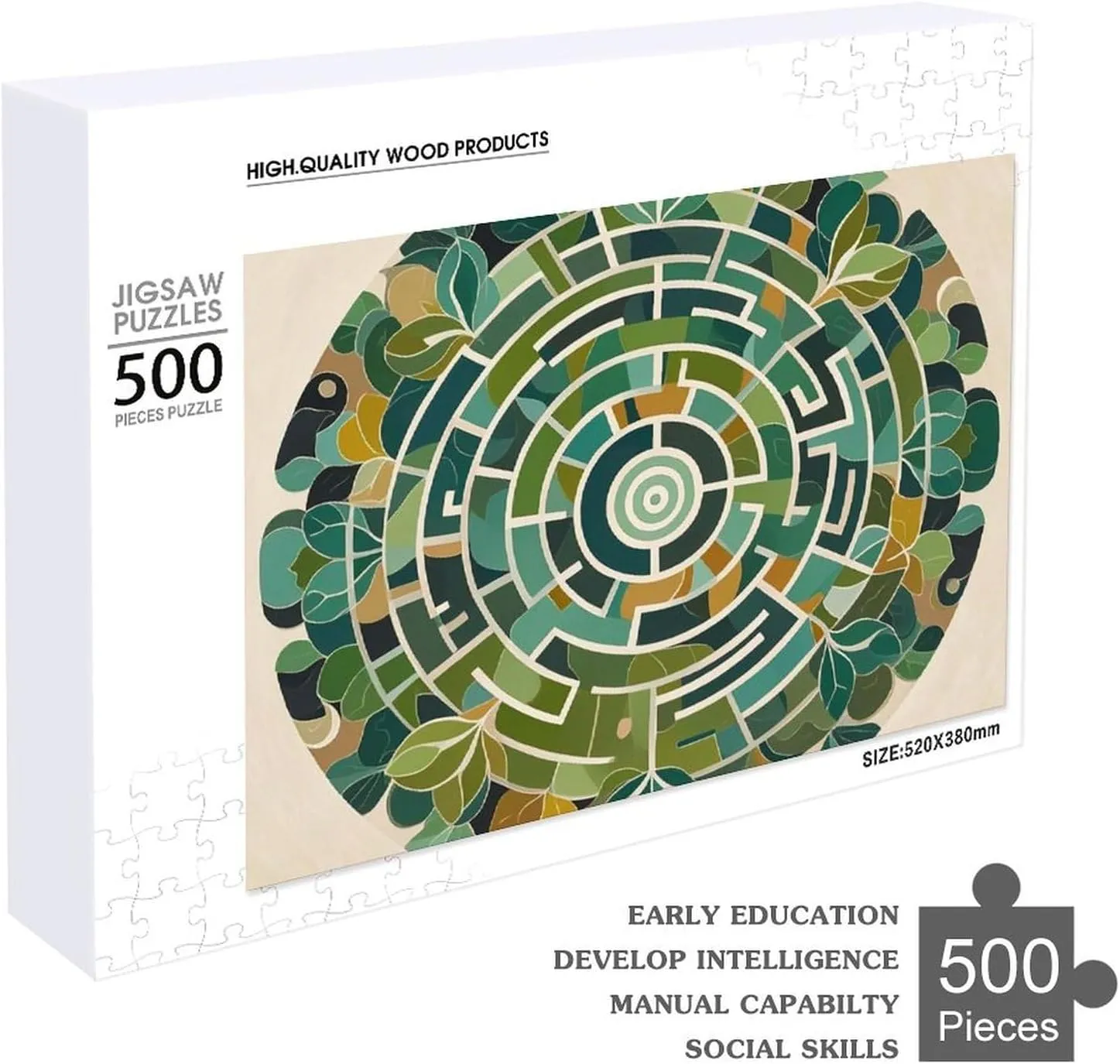 Circular Maze Puzzle for Adults Wooden Jigsaw Puzzle for Mother's Day Premium Puzzle with Unique Art Design Challenging Brain Teaser Birthday Gift for All Ages 500 PCS