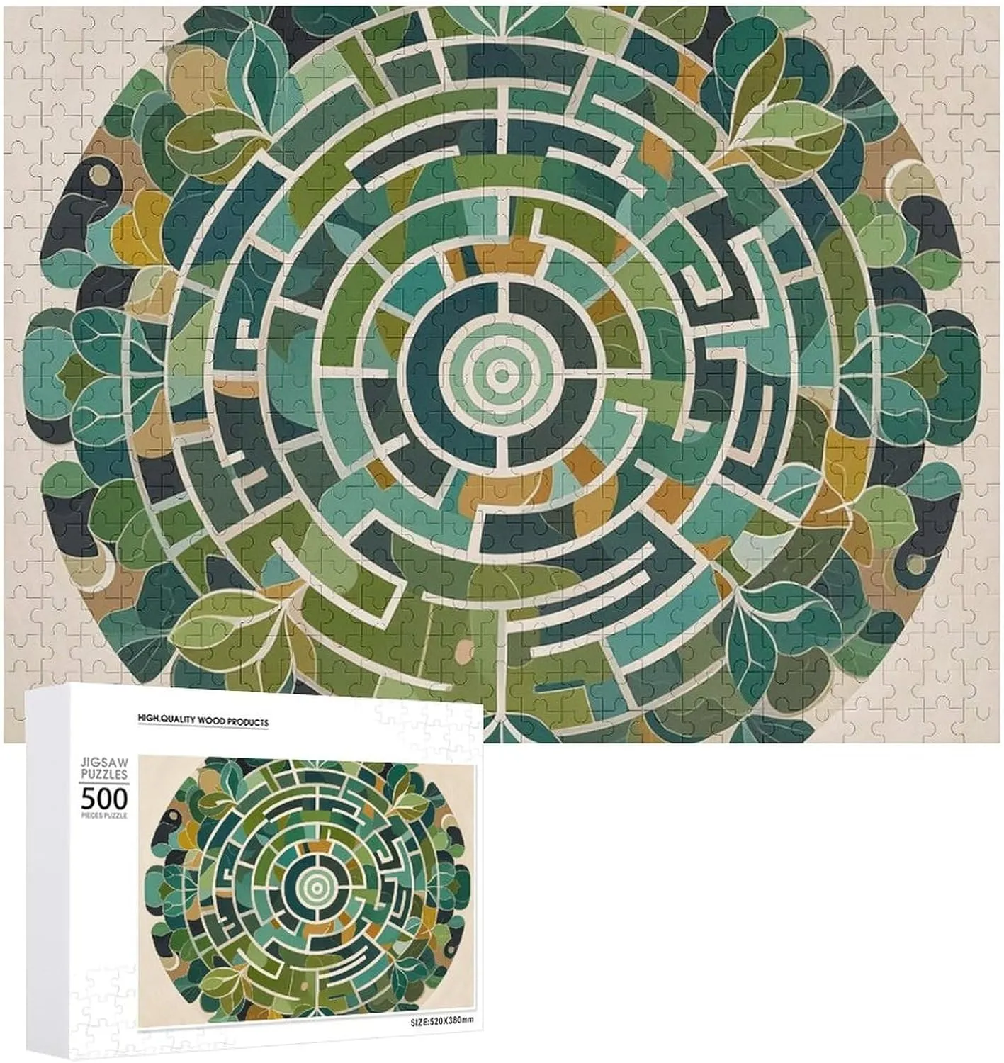 Circular Maze Puzzle for Adults Wooden Jigsaw Puzzle for Mother's Day Premium Puzzle with Unique Art Design Challenging Brain Teaser Birthday Gift for All Ages 500 PCS