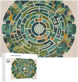 Circular Maze Puzzle for Adults Wooden Jigsaw Puzzle for Mother's Day Premium Puzzle with Unique Art Design Challenging Brain Teaser Birthday Gift for All Ages 500 PCS