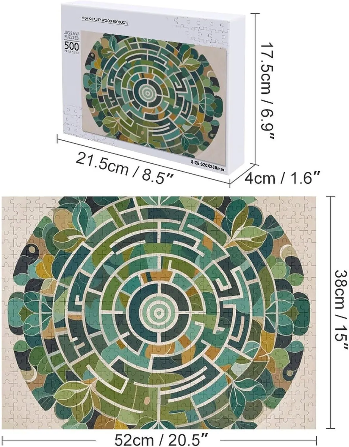 Circular Maze Puzzle for Adults Wooden Jigsaw Puzzle for Mother's Day Premium Puzzle with Unique Art Design Challenging Brain Teaser Birthday Gift for All Ages 500 PCS