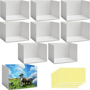 codree 8 Pcs Cardboard Diorama Kit, Diorama Box for Display, Diorama Project Supplies Display Case with Double Sided Tapes for DIY Crafts Toys, 11.8 x 8.7 x 8.3 Inch