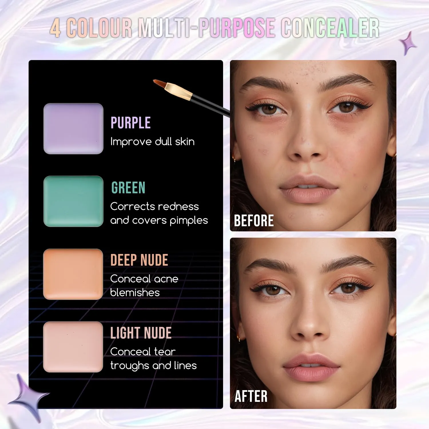 Color Nymph All in One Girls Makeup Sets for Any Ages, Teen Makeup Kits for Beginner with Green Case, Eyeshadow Palettes Blush Lipgloss Eyeliner, Cosmetics Gift Set for Birthday