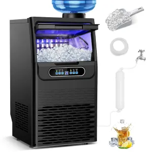 Commercial Ice Maker Machine 100 Lbs/24H, Rapid 36 Ice Cubes in 9-15 Mins, Dual Water Inlet Options, 20Lbs Capacity Stainless Steel Ice Under Counter/Freestanding Machine for Home, Party, Office