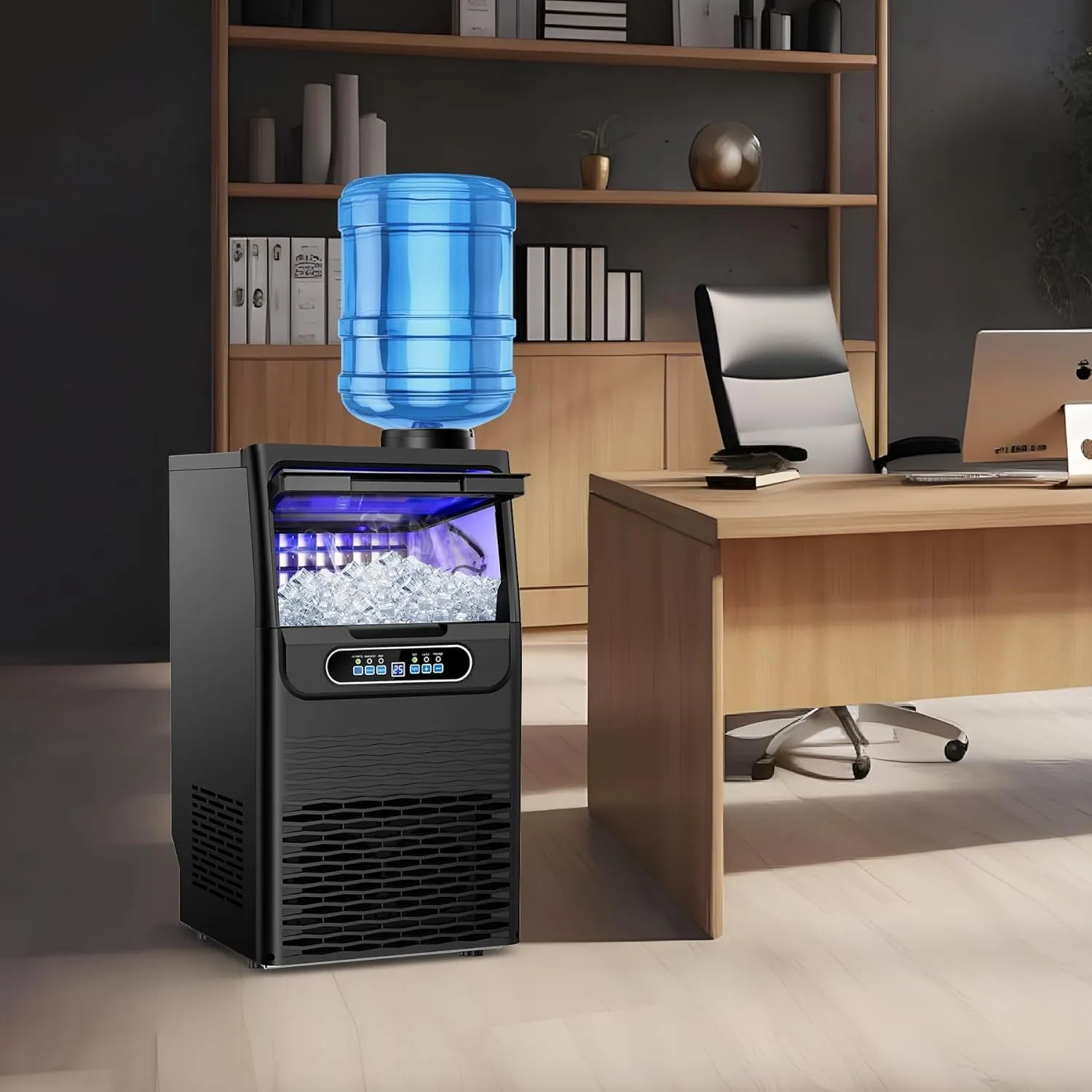 Commercial Ice Maker Machine 100 Lbs/24H, Rapid 36 Ice Cubes in 9-15 Mins, Dual Water Inlet Options, 20Lbs Capacity Stainless Steel Ice Under Counter/Freestanding Machine for Home, Party, Office