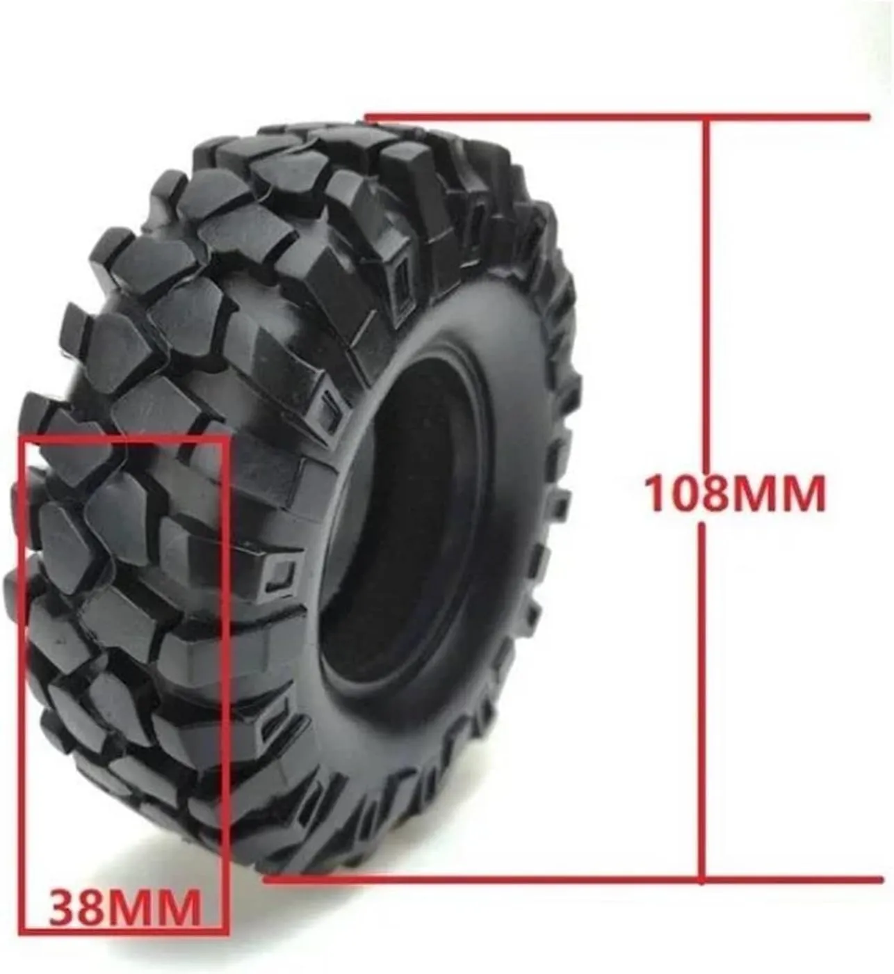 Compatible with SCX10 RC Telecontrol Model Car Tyre Simulated Gravel Tire 1.9" Tires 108mm Wheel 12mm Hex Hub RC Car Upgrade Parts RC Wheel Tires(Red Green)