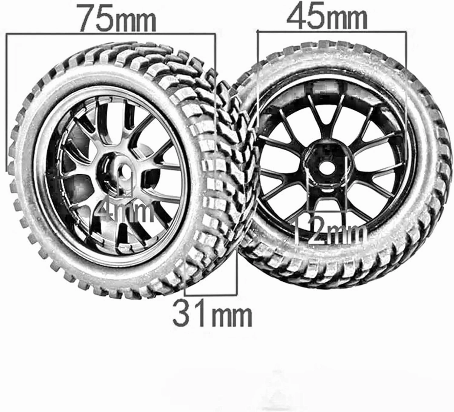 Compatible with Trxs for HSP for Tamiya for HPI for Kyosho for RedCat for Sakura 1/10 Rc Car Upgrade Parts 75mm RC Car Tires RC Wheel Tires(Red)