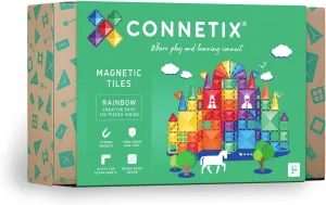 CONNETIX Magnetic Tiles Rainbow Creative Pack,102 Pieces