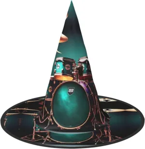 Cool Drum Set Print Funny Halloween Hats Witch Hats For Men, Women, Halloween Parties Costume Events