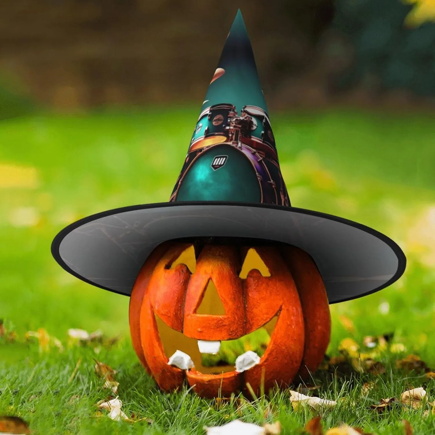 Cool Drum Set Print Funny Halloween Hats Witch Hats For Men, Women, Halloween Parties Costume Events