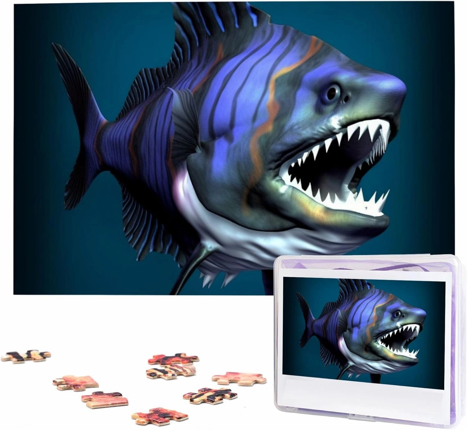 Cool Fish Puzzles from Photos 1000 Pieces Personalized Wooden Puzzle Challenging Jigsaw Puzzles for Adults Custom Picture Puzzle Gifts for Family Wedding Friend