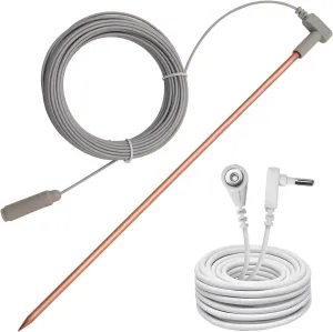 Copper Grounding Rod with 40ft Female Ground Cord with Alligator clip, Portable Ground Rod Kit,Great for Grounded Earth Connected Products, Easy to Use with Grounding Mat,Sheet, Pillowcase, Blankets