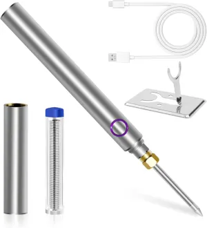 Cordless Soldering Iron Kit, USB Portable Cordless Soldering Iron with Tin Wires, Soldering Iron Stand, Soldering Iron Tool Kit Suitable for Home Appliance Repair, Electronic Components