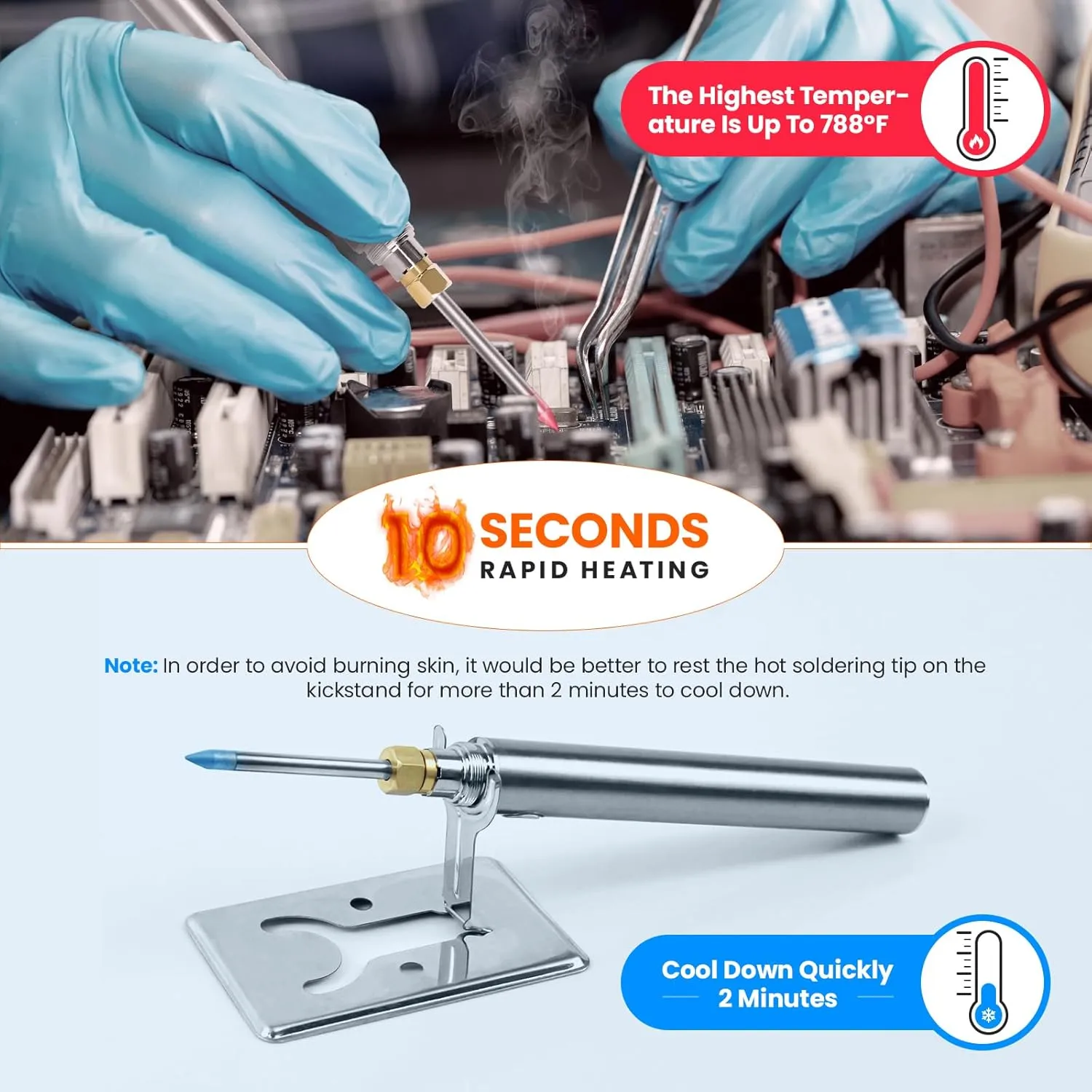 Cordless Soldering Iron Kit, USB Portable Cordless Soldering Iron with Tin Wires, Soldering Iron Stand, Soldering Iron Tool Kit Suitable for Home Appliance Repair, Electronic Components