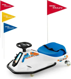Costzon Electric Drifting Go Kart for Kids, 24V Kids Ride On Drift Car w/360° Spin, Wireless Connection & USB, Radio & Music, Slow Start, 3 Flags Included, Racing Car for Toddlers Aged 3  Years Old