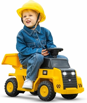 Costzon Ride on Dump Truck, 6V Licensed Caterpillar Ride on Construction Vehicle with Adjustable Dump Bed, Horn & LED Lights, Kids Gift Battery Powered Ride on Toy for Toddlers 18-36 Months
