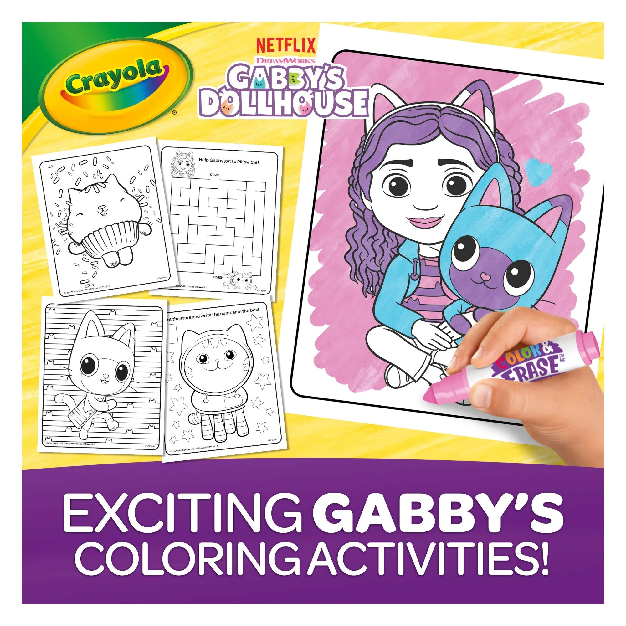 Crayola Colour & EraseTM Reusable Sticker Activity Pad – Gabby’s Dollhouse