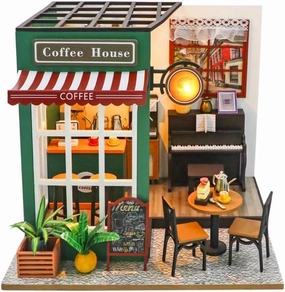 Create Your Dream Tiny Home with Our DIY Miniature House Kit - Wooden Furniture Decoration for Adults, Teens, and Friends! (Afternoon Cafe Shop)