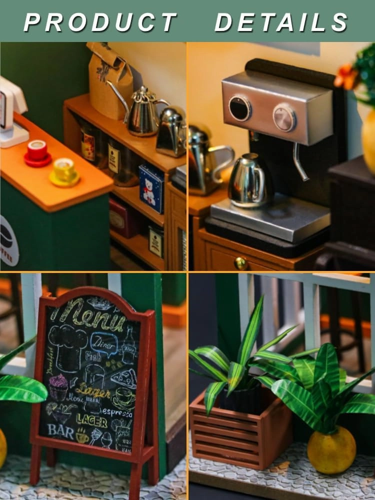 Create Your Dream Tiny Home with Our DIY Miniature House Kit - Wooden Furniture Decoration for Adults, Teens, and Friends! (Afternoon Cafe Shop)