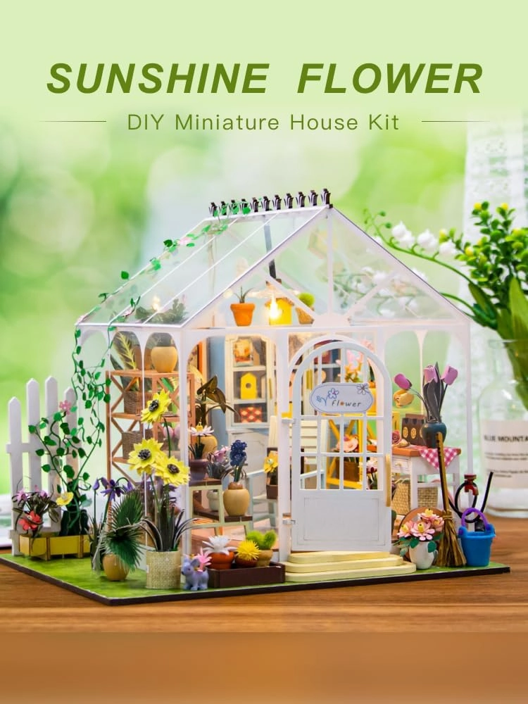 Create Your Dream Tiny Home with Our DIY Miniature House Kit - Wooden Furniture Decoration for Adults, Teens, and Friends! (Sunshine Flower)