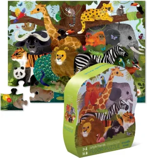 Crocodile Creek 36-Piece Jigsaw Floor Puzzle - Fun Floor Puzzles for Kids Ages 3-5 - Heavy-Duty Shaped Box for Storage - Jungle Friends - 27" W x 20" H Finished