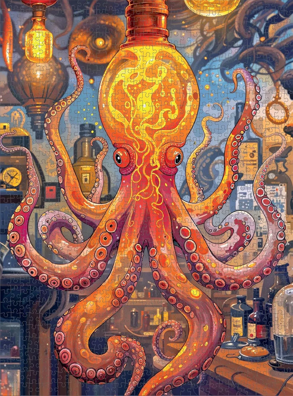 Cross & Glory - Octopus Alchemy: The Lava Experiment - 1000 Piece Jigsaw Puzzle for Adults | Science and Ocean Life Theme | Satin Finish | 20x27 Inches