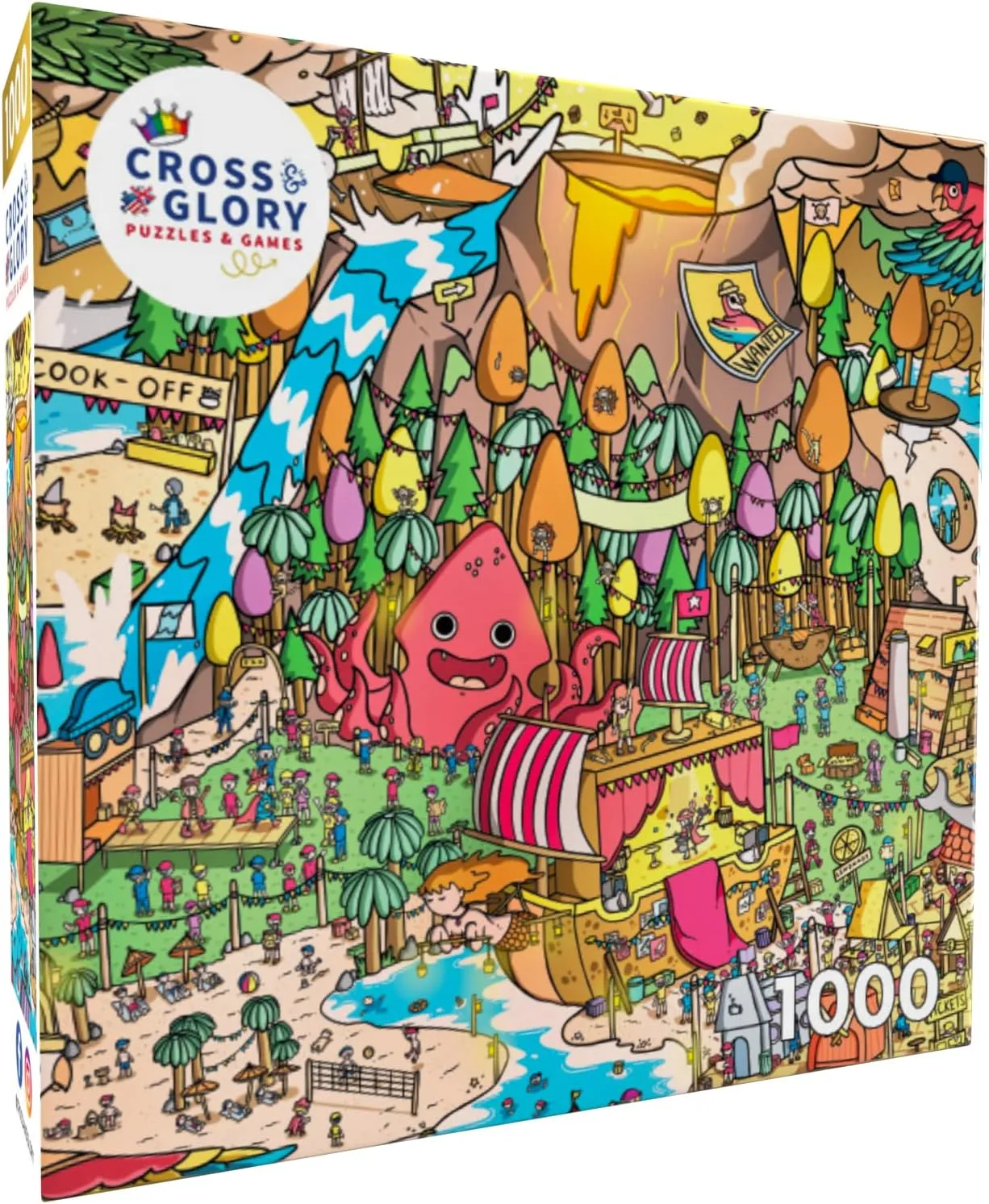 Cross & Glory - Scurvy Scallywags: Pirate Festival Fun - 1000 Piece Jigsaw Puzzle for Adults & Kids 12  | Whimsical | Vibrant Island Adventure | Magical Puzzle Challenge | 19.25"x 26.625"