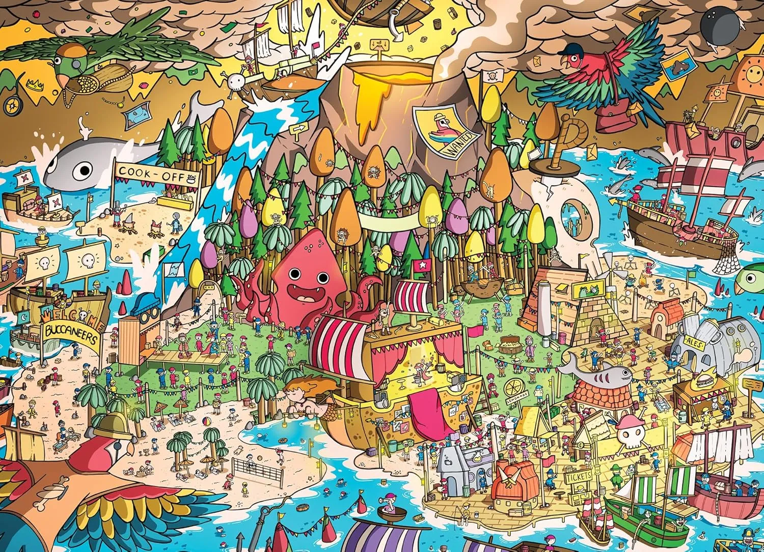 Cross & Glory - Scurvy Scallywags: Pirate Festival Fun - 1000 Piece Jigsaw Puzzle for Adults & Kids 12  | Whimsical | Vibrant Island Adventure | Magical Puzzle Challenge | 19.25"x 26.625"