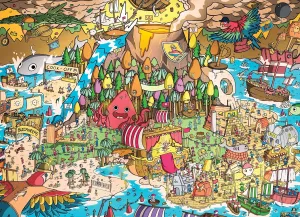 Cross & Glory - Scurvy Scallywags: Pirate Festival Fun - 1000 Piece Jigsaw Puzzle for Adults & Kids 12  | Whimsical | Vibrant Island Adventure | Magical Puzzle Challenge | 19.25"x 26.625"