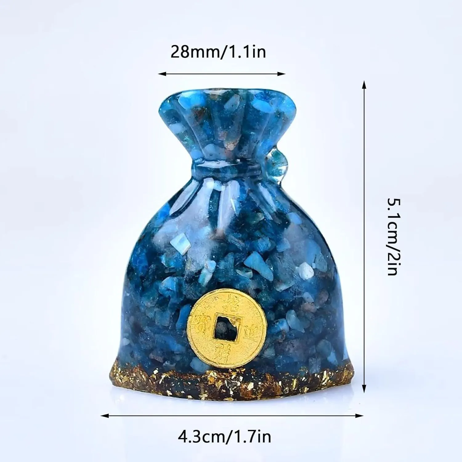 Crystal Money Bag Resin Crushed Crystals Natural Healing Crystals Figurines Ornament Attract Wealth Feng Shui Home Office Decorative Collectible Gift,Amethyst