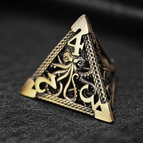 Cthulhu Metal Dice Set for D&D - 7-Piece Hollow Polyhedral RPG Dice with Tentacle Design & Evil Eye Engravings, Includes Metal Storage Box (Tabletop Gaming Accessories)